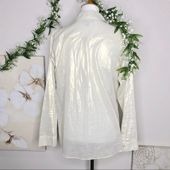 🌷J. Crew | Sheer Gold Shimmer Button Down Shirt - Picture 7 of 8